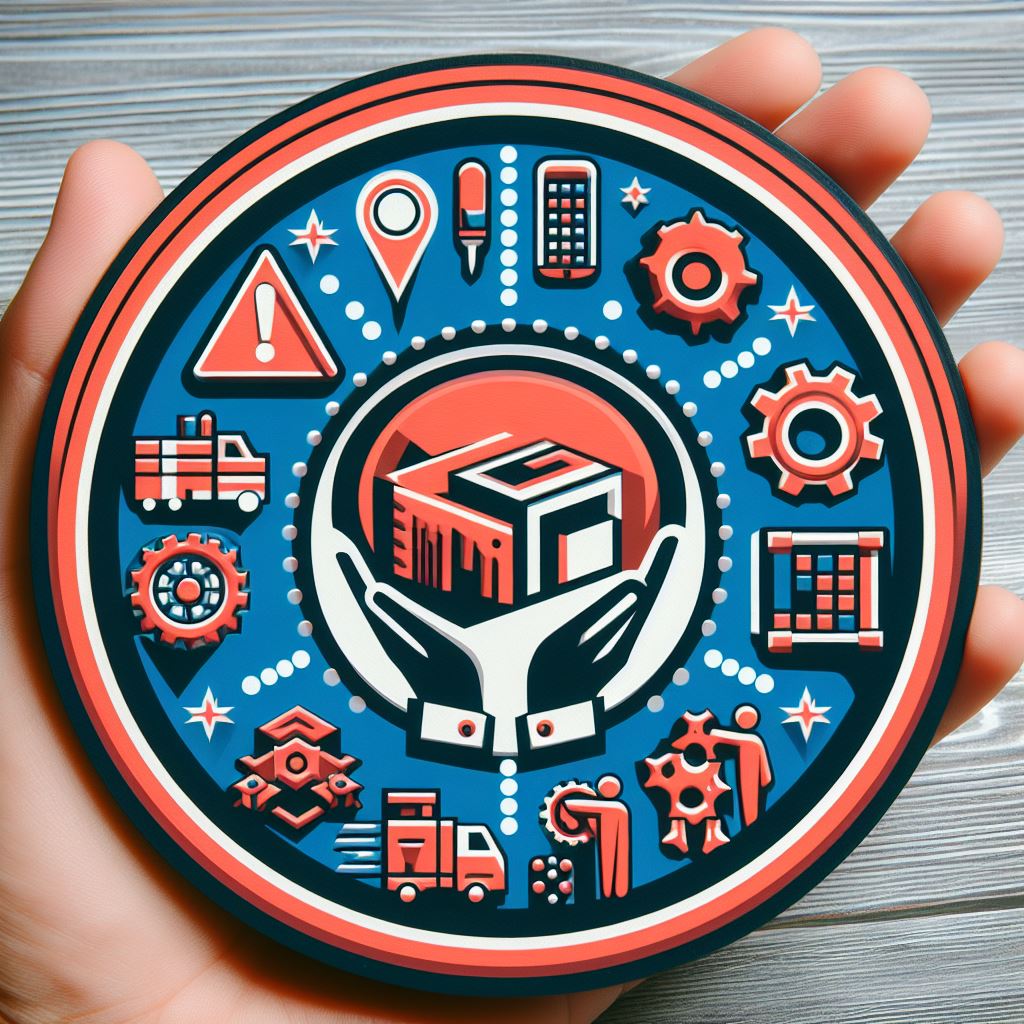 A person holding a disc showing various business icons